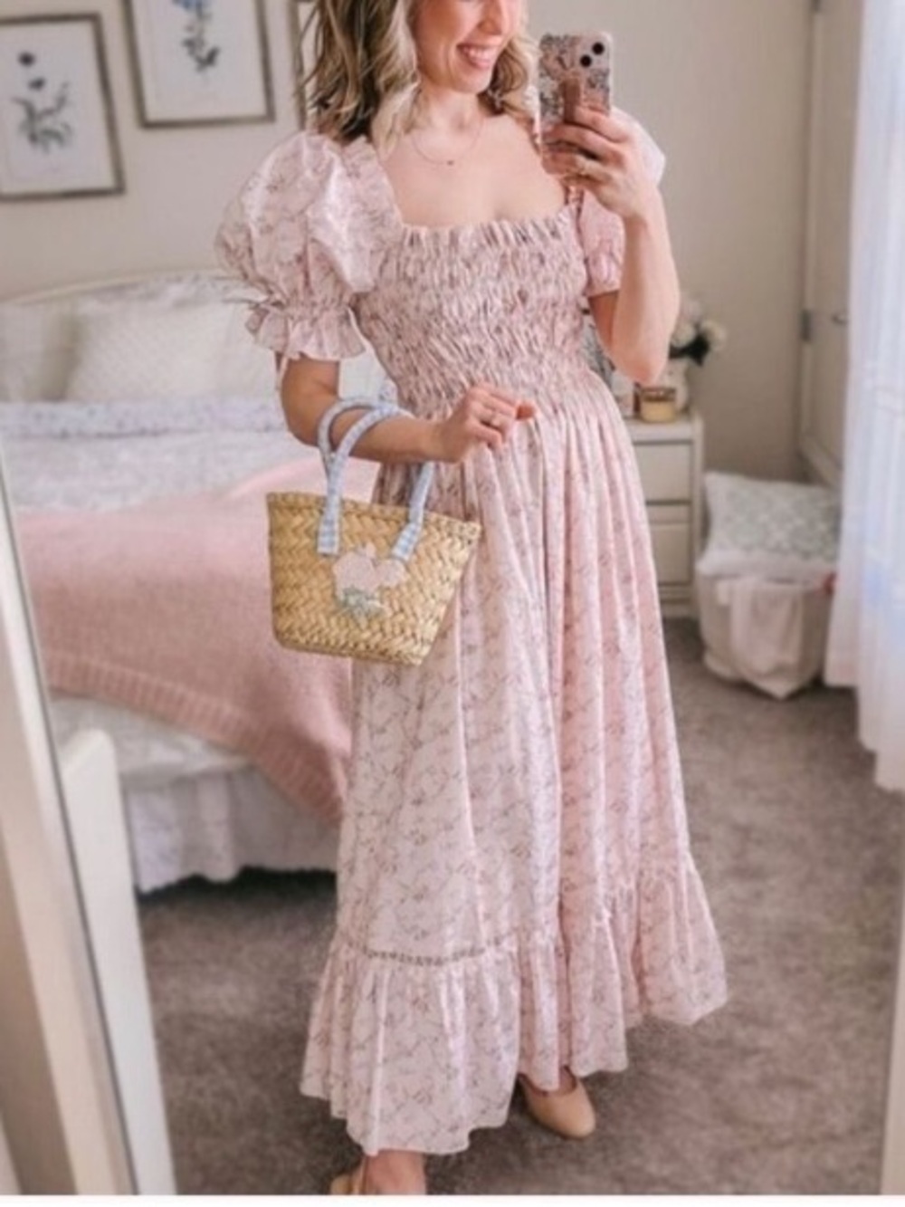 ANTONIO MELANI Born on Fifth Lottie Pink Floral Midi Dress